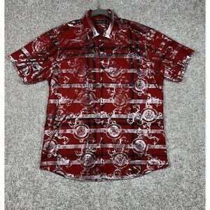 Above Man Red Plaid Button Up Shirt Mens XL Stretch Short Sleeve